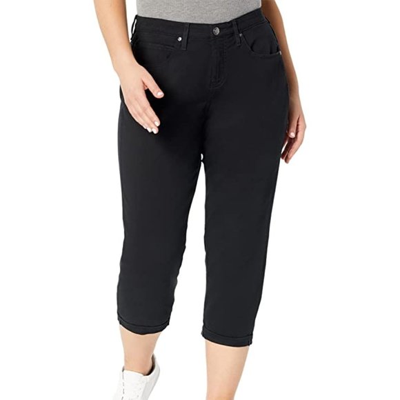 NWT! Jag Jeans Women's Plus Size Cecilia Mid Rise Capri Pants - Black 18W/24 - Picture 1 of 7